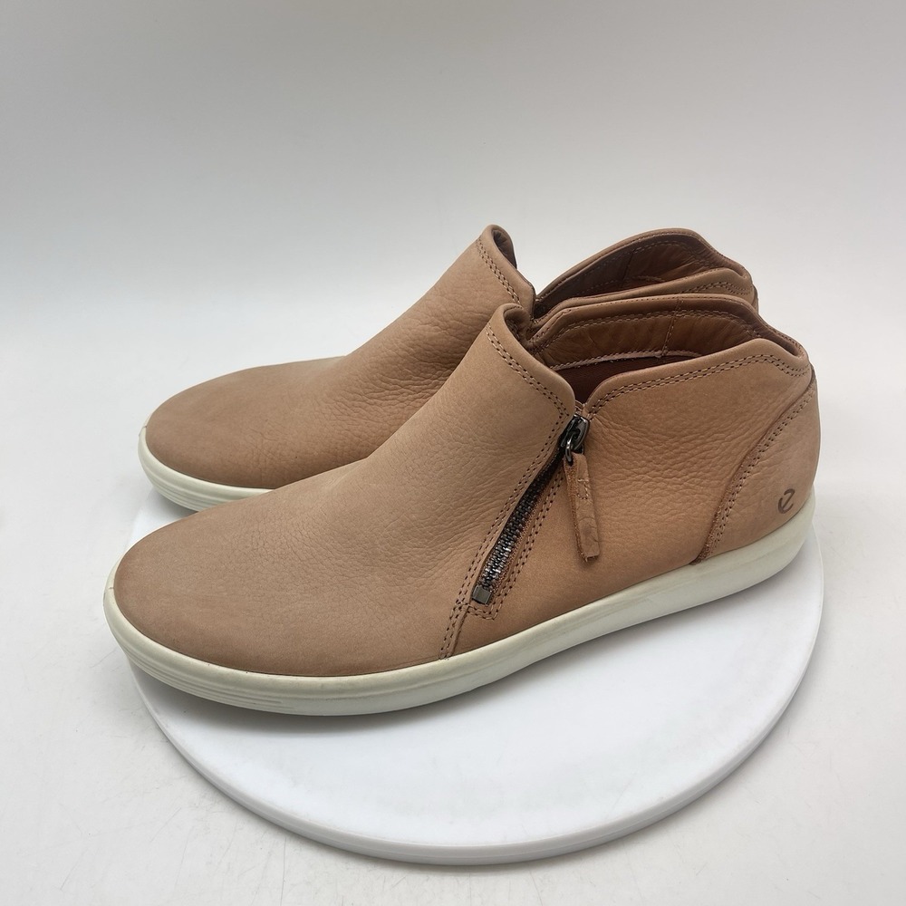 Ecco Soft 7 Short Zip Bootie Womens EU 41 US 10-10.5 Cashmere Tan Leather Shoes - Picture 3 of 10